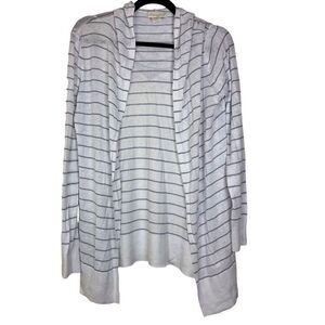 Cynthia Rowley Womens Linen Blend Striped Nautical Hooded Cardigan‎ Size Medium
